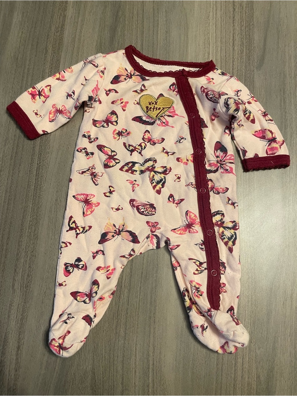 Betsey Johnson Baby Newborn Footed One-Piece Sleeper - Butterfly Print